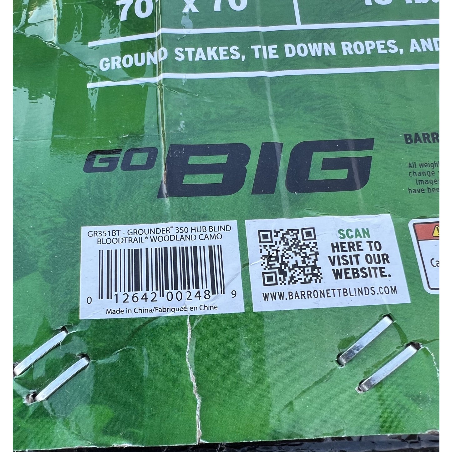 Barronett Grounder 350 Blood Trail Camo Blind New Open Box