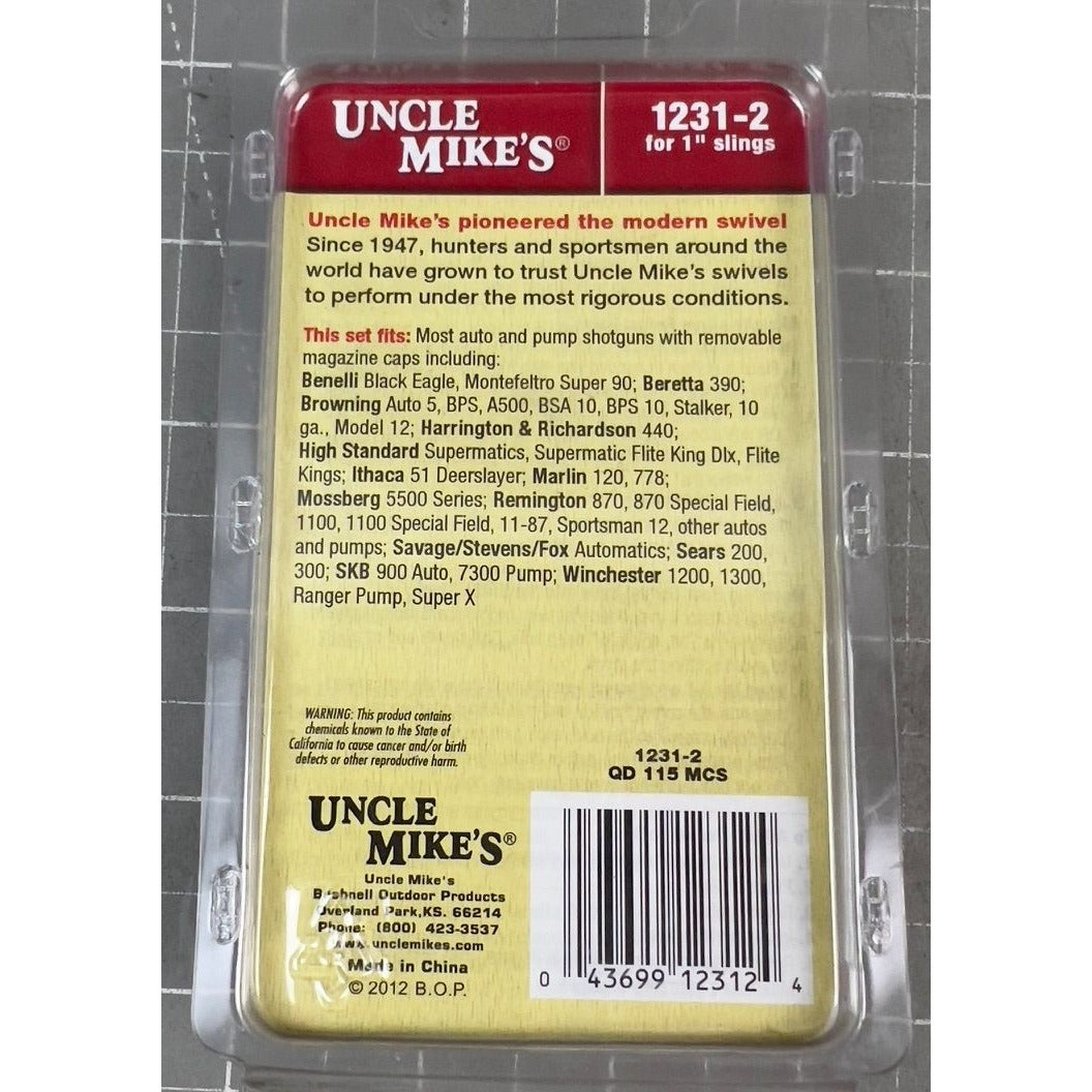 Uncle Mikes Quick Detachable Super Swivels QD 1" Slings Fits Most Shotguns