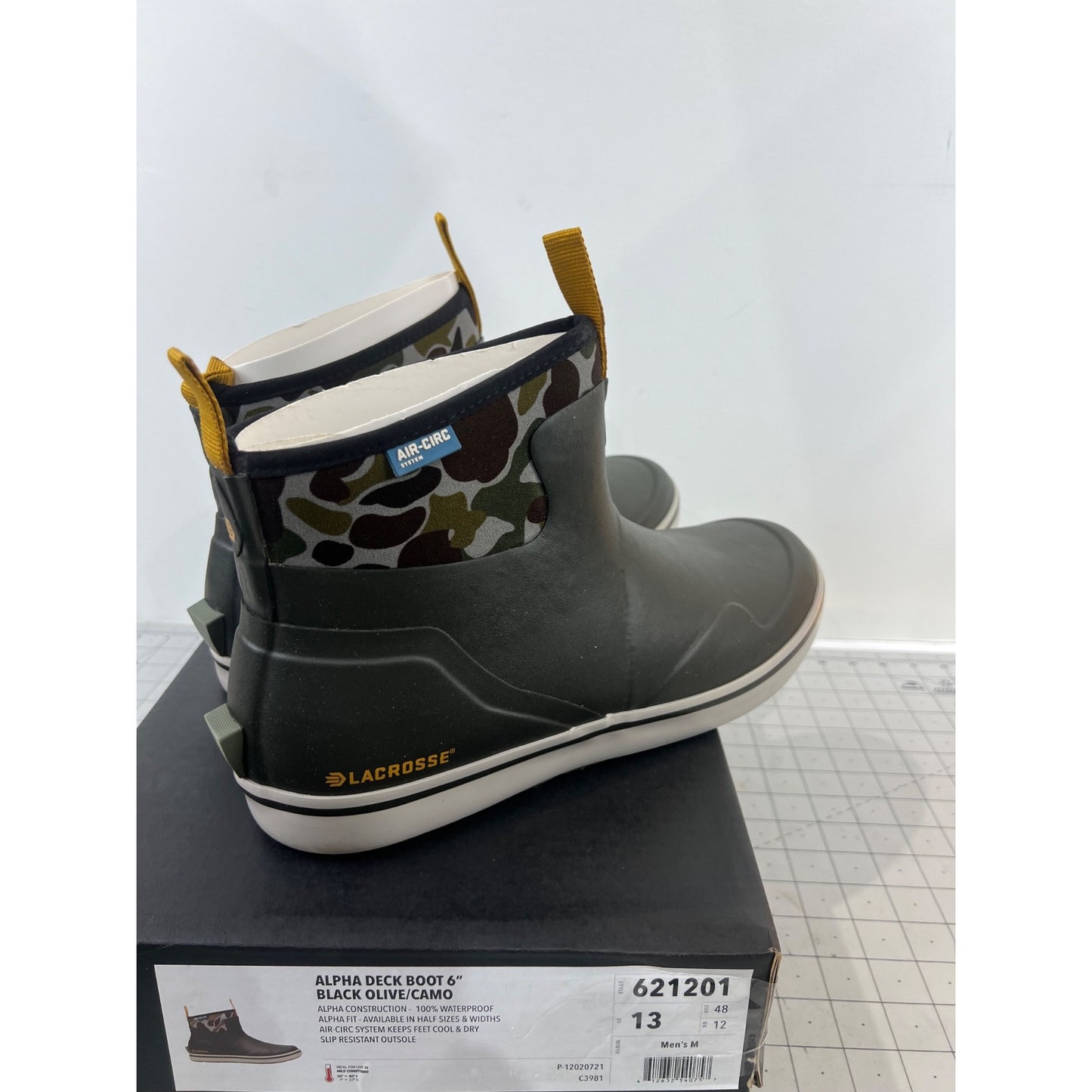 Lacrosse Men’s Alpha Deck Boot 6" Black Waterproof Air-Circ Slip-Resistant Sz 13
