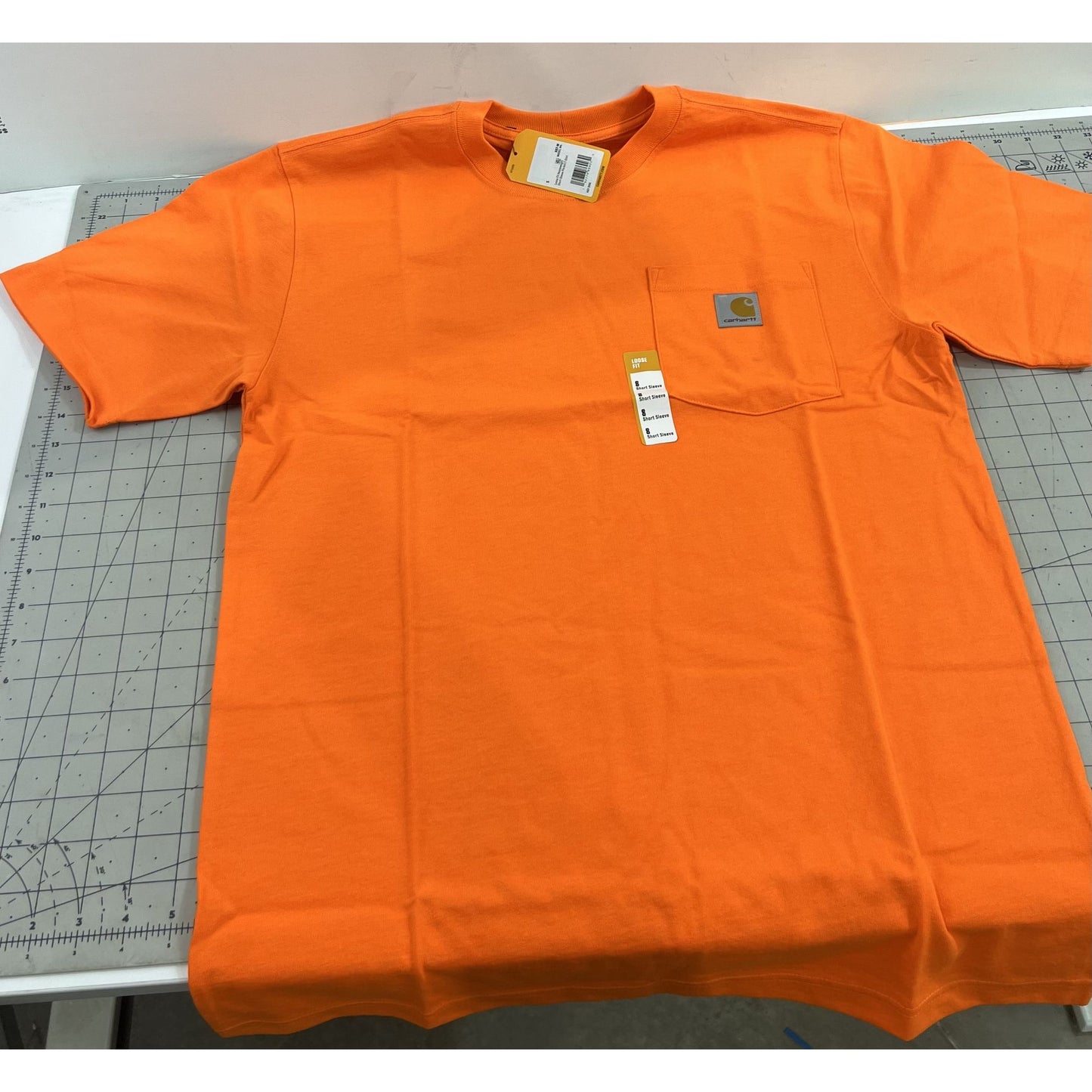 Carhartt Mens Loose Fit Heavyweight Orange Pocket T-Shirt Short Sleeve Sz. S New