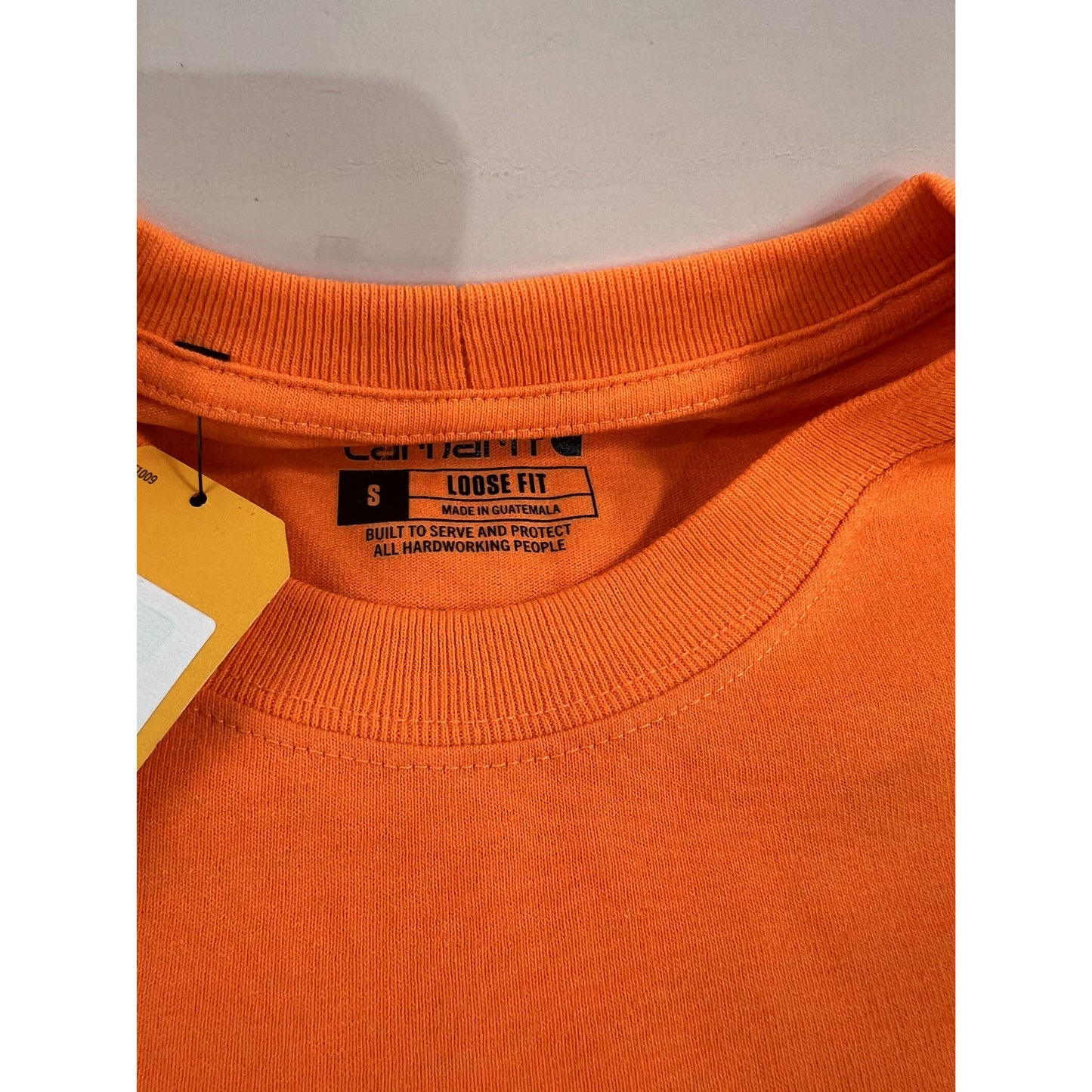 Carhartt Mens Loose Fit Heavyweight Orange Pocket T-Shirt Short Sleeve Sz. S New