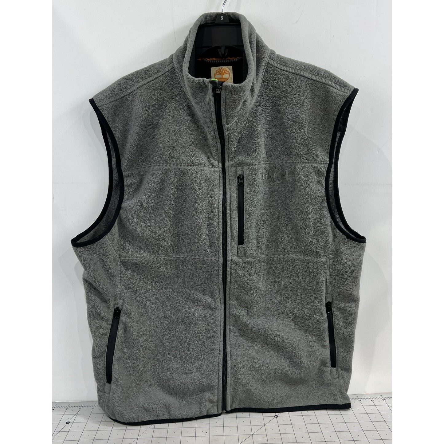 Timberland Mens Gray Full-Zip Fleece Vest L With Pockets