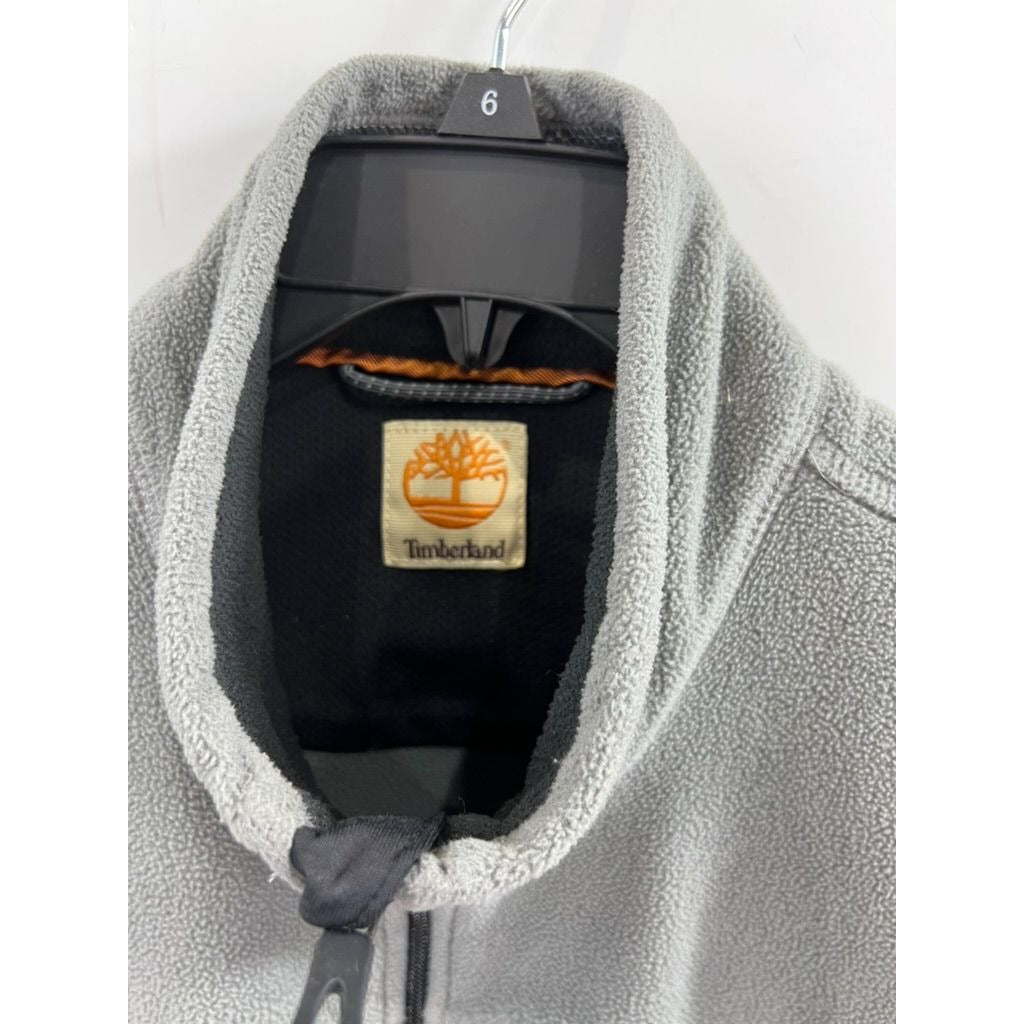 Timberland Mens Gray Full-Zip Fleece Vest L With Pockets