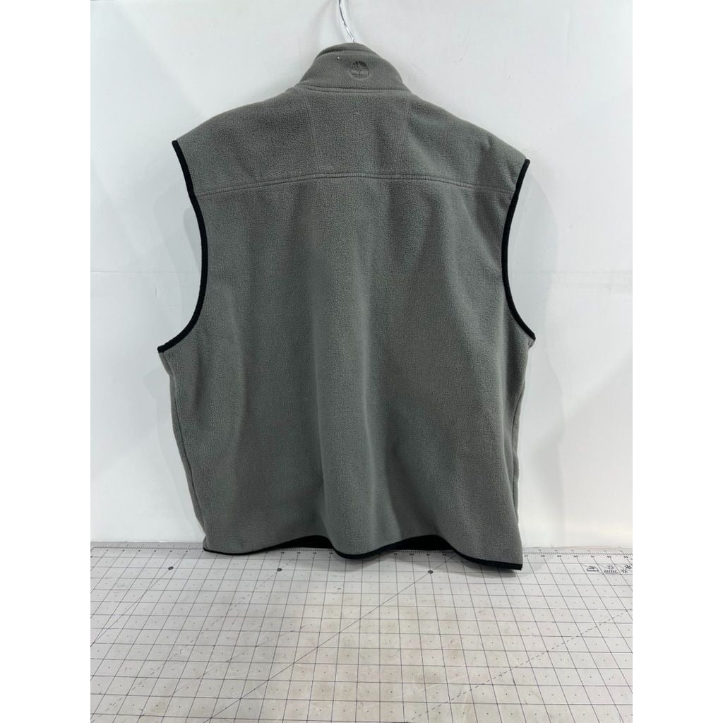 Timberland Mens Gray Full-Zip Fleece Vest L With Pockets