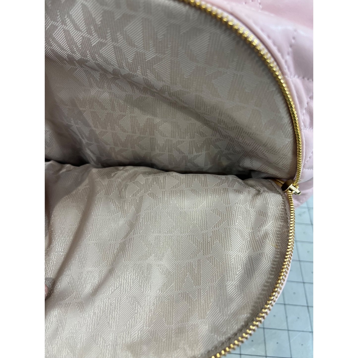 Michael Kors Quilted Pink Backpack Adjustable Gold Hardware Dust Bag