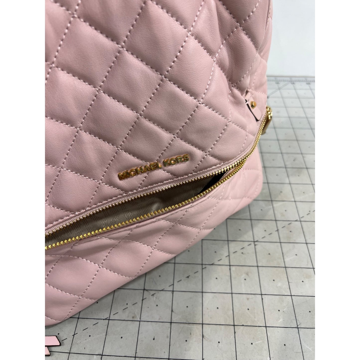 Michael Kors Quilted Pink Backpack Adjustable Gold Hardware Dust Bag