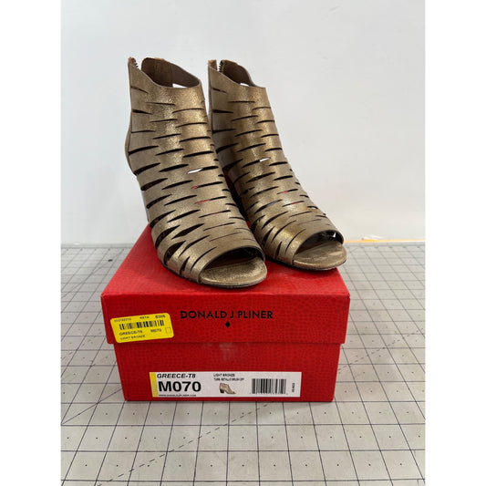 Donald J Pliner Greece-T8 Light Bronze Cutout Peep-Toe Sandals Women's Sz 7