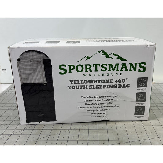 Sportsmans Warehouse Yellowstone +40° Youth Sleeping Bag 60"x26" Black New
