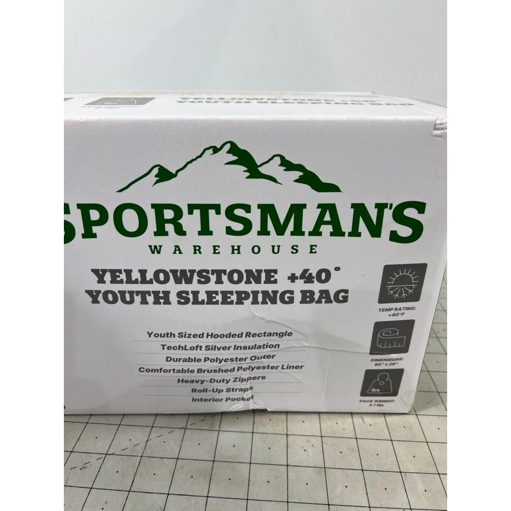 Sportsmans Warehouse Yellowstone +40° Youth Sleeping Bag 60"x26" Black New
