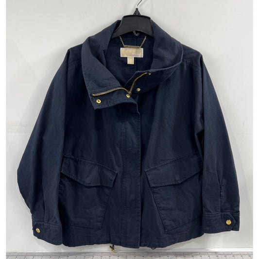 Michael Kors Women's Navy Cotton Jacket Sz. M P-Coat Detroit Jacket