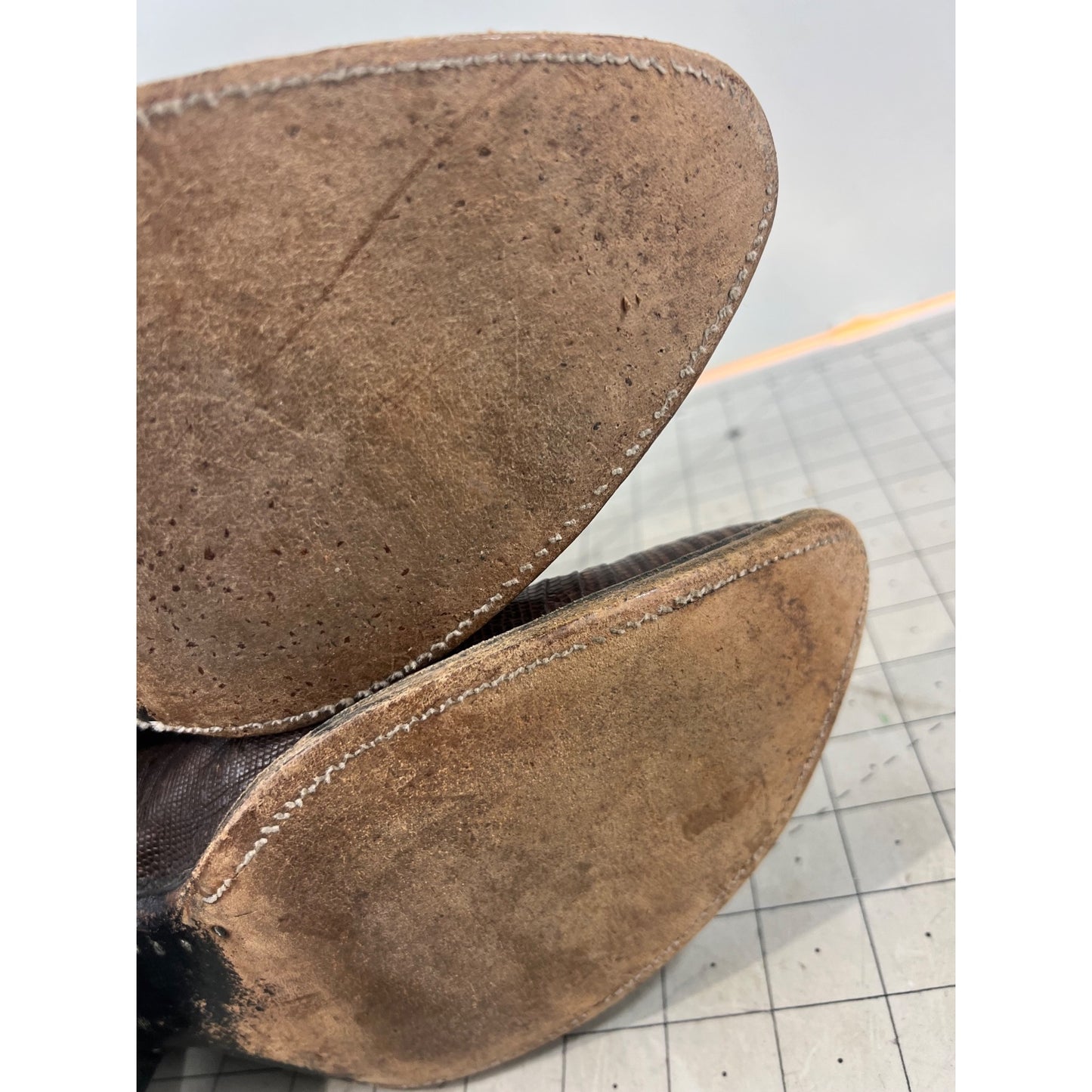 Brown Lizard Skin Western Cowboy Boots Intricate Stitching Design Men’s Sz. 12