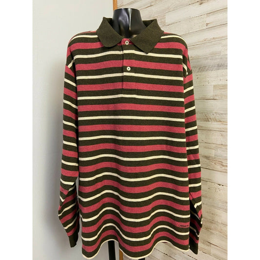 Daniel Cremieux Classics Men's Striped Long-Sleeved Polo Shirt XL 100% Cotton