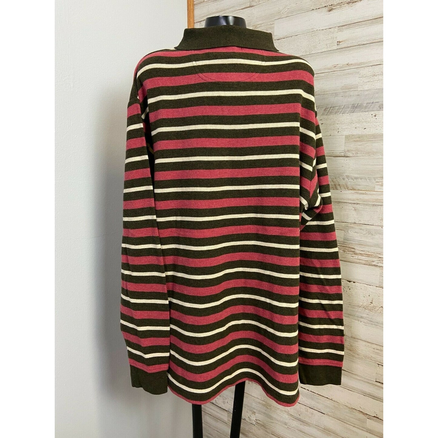 Daniel Cremieux Classics Men's Striped Long-Sleeved Polo Shirt XL 100% Cotton