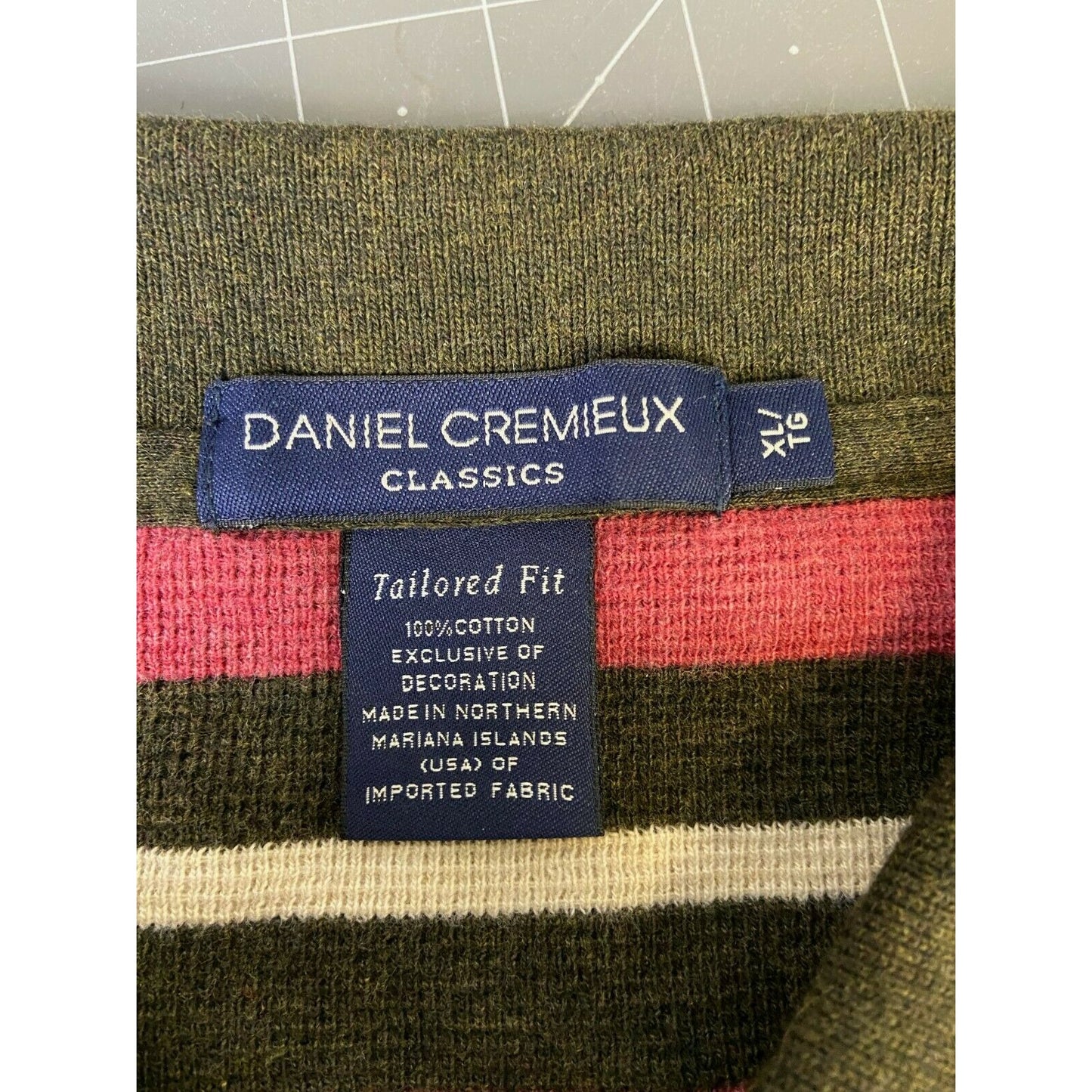 Daniel Cremieux Classics Men's Striped Long-Sleeved Polo Shirt XL 100% Cotton
