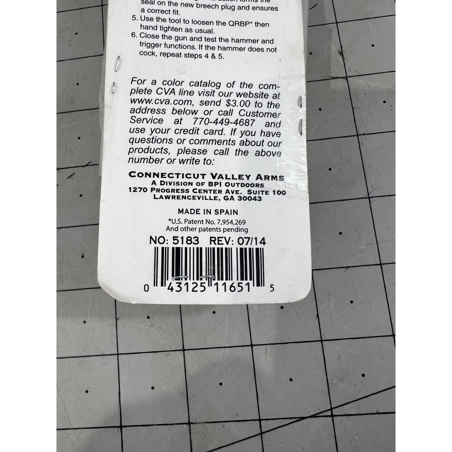 CVA Quick Release Breech Plug AC1651 Accura Optima Wolf Rifles Muzzleloaders