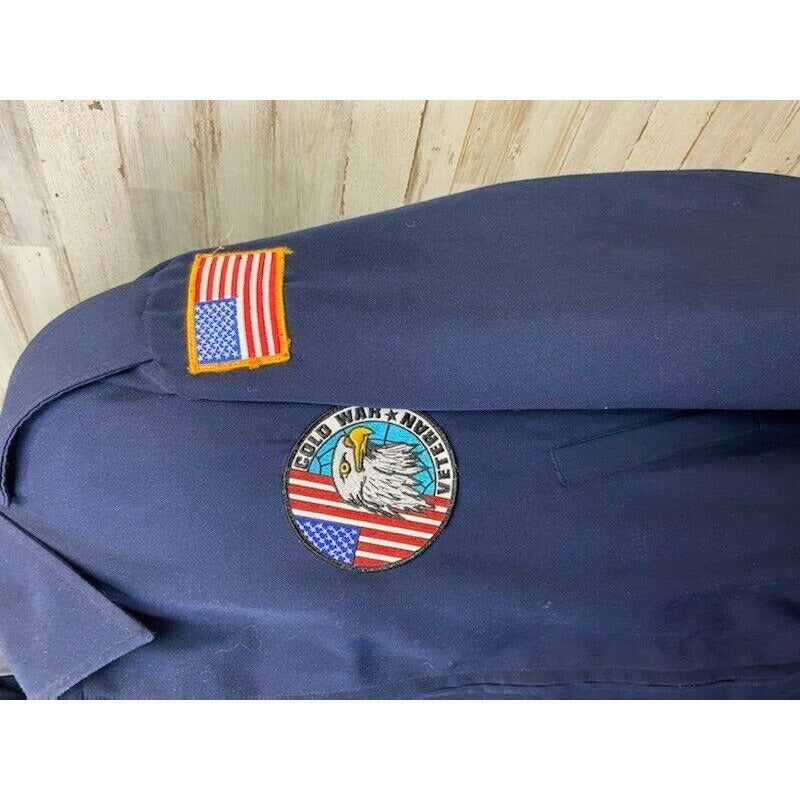 Vintage U.S. Army Blue Military Jacket W/ Patches Size 44 Reg. Cold War Veteran