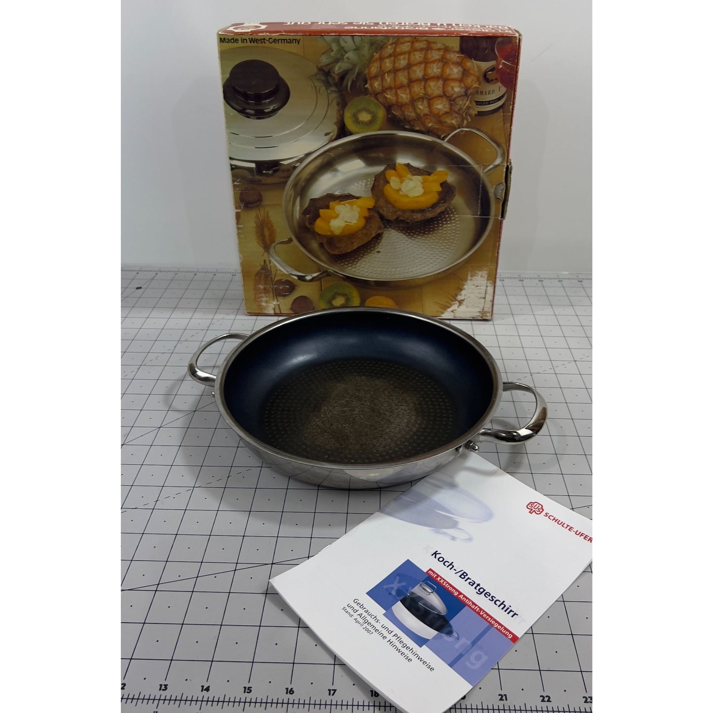 Schulte-Ufer 10.5" Skillet Frying Pan Stainless Steel Non-Stick Two Handles Germany