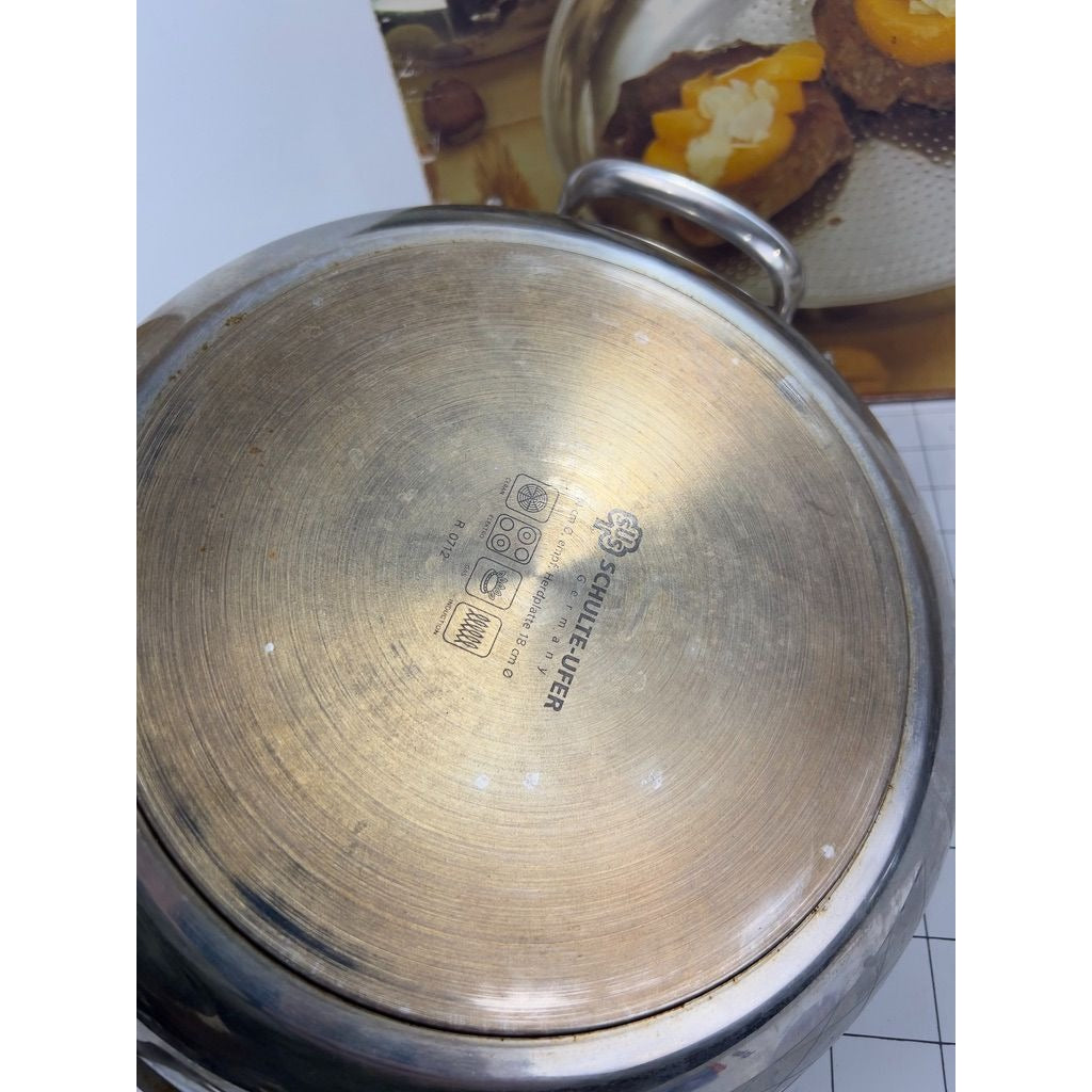 Schulte-Ufer 10.5" Skillet Frying Pan Stainless Steel Non-Stick Two Handles Germany