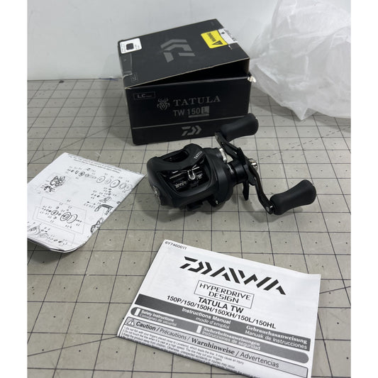 Daiwa Tatula TW 150L Left-Hand Baitcasting Reel Black With Box & Manual