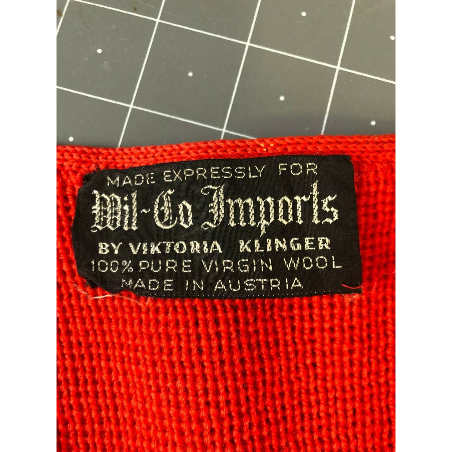 Wil-Co Imports Women's Red 100% Wool Sz. S/M Sweater Austria Viktoria Klinger