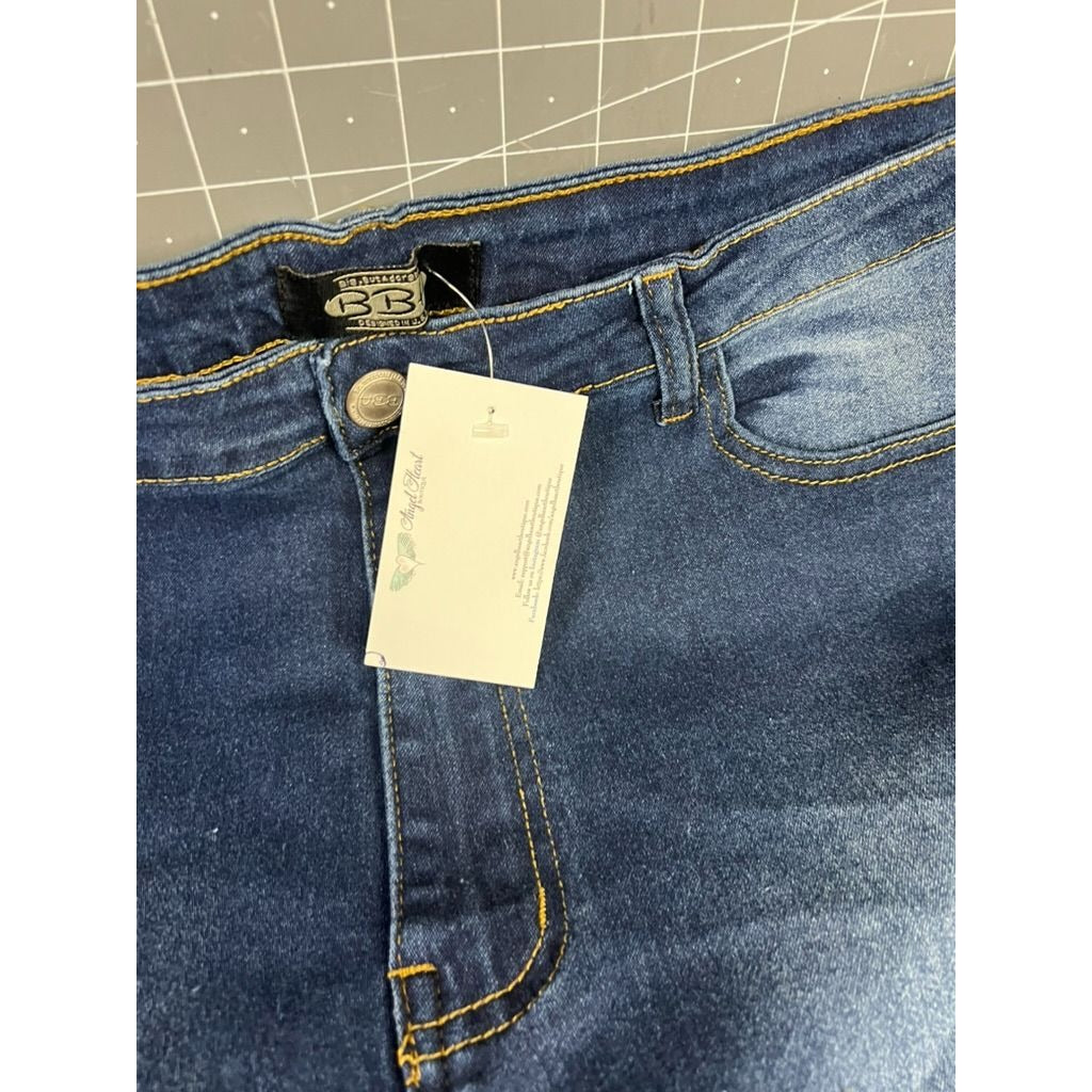 Big But Adorable Women's Denim Jeans 3XL Dark Wash Distressed Style JBBA-817 New