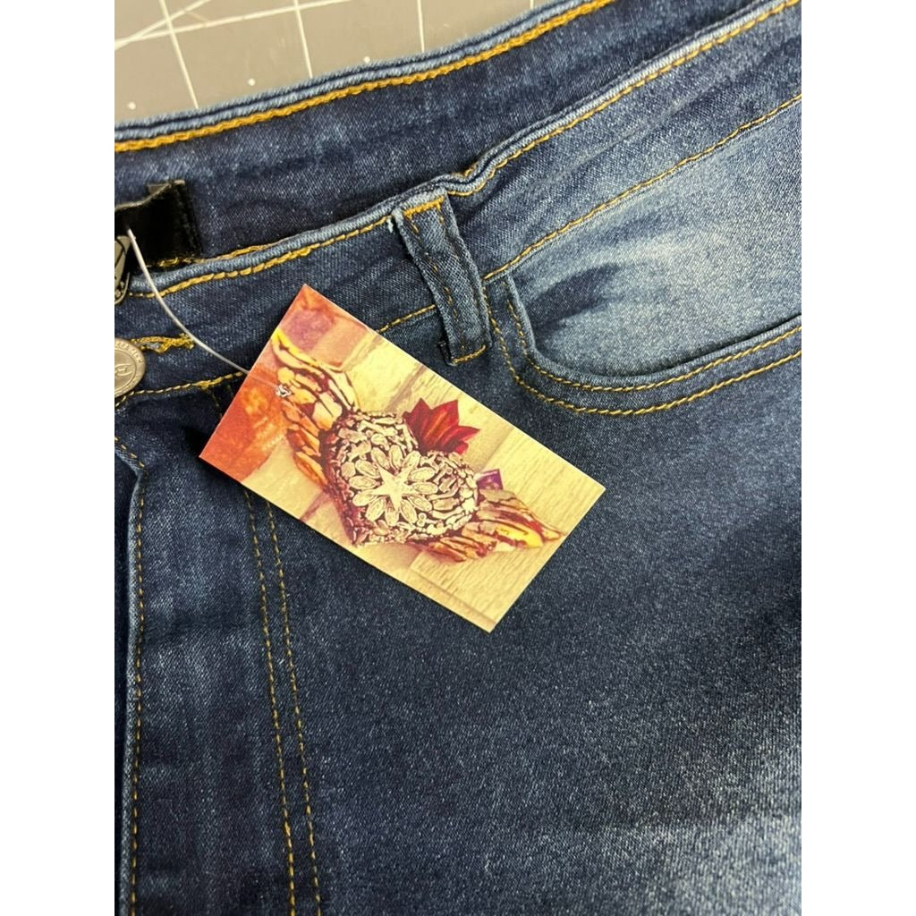 Big But Adorable Women's Denim Jeans 3XL Dark Wash Distressed Style JBBA-817 New