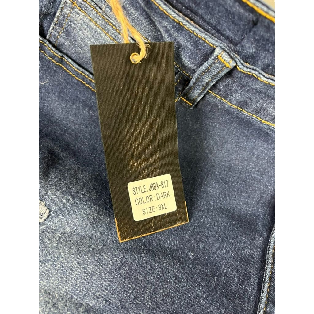 Big But Adorable Women's Denim Jeans 3XL Dark Wash Distressed Style JBBA-817 New