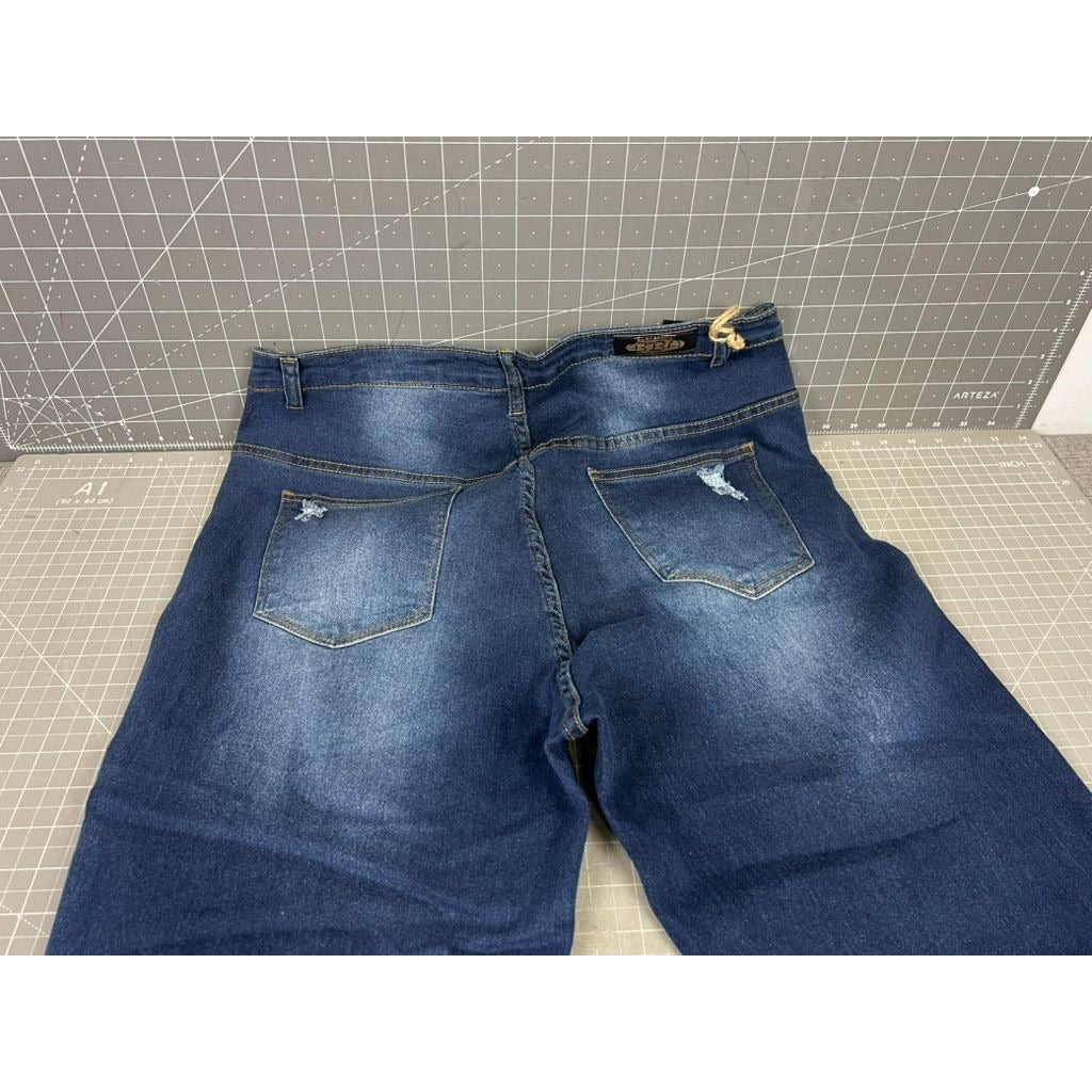 Big But Adorable Women's Denim Jeans 3XL Dark Wash Distressed Style JBBA-817 New