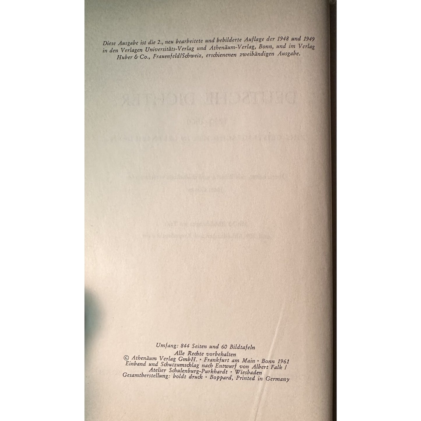Deutsche Dichter 1750-1900 By Emil Ermatinger Hardcover 1961 Athenäum Verlag Frankfurt