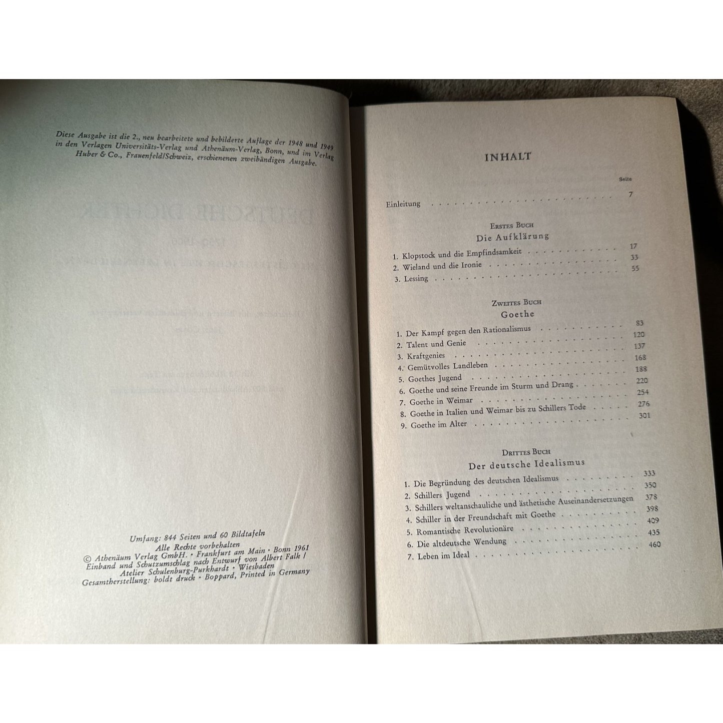 Deutsche Dichter 1750-1900 By Emil Ermatinger Hardcover 1961 Athenäum Verlag Frankfurt
