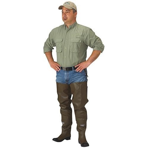 Caddis Men's Rubber Knee Harness Hip Waders - Brown Sz. 4 CA2901WF