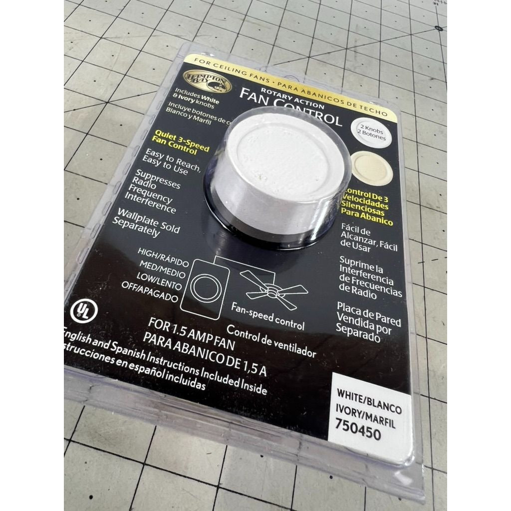 Rotary 1.5 Amp 3-Speed Single-Pole Fan Control, White (750450) Hampton Bay New