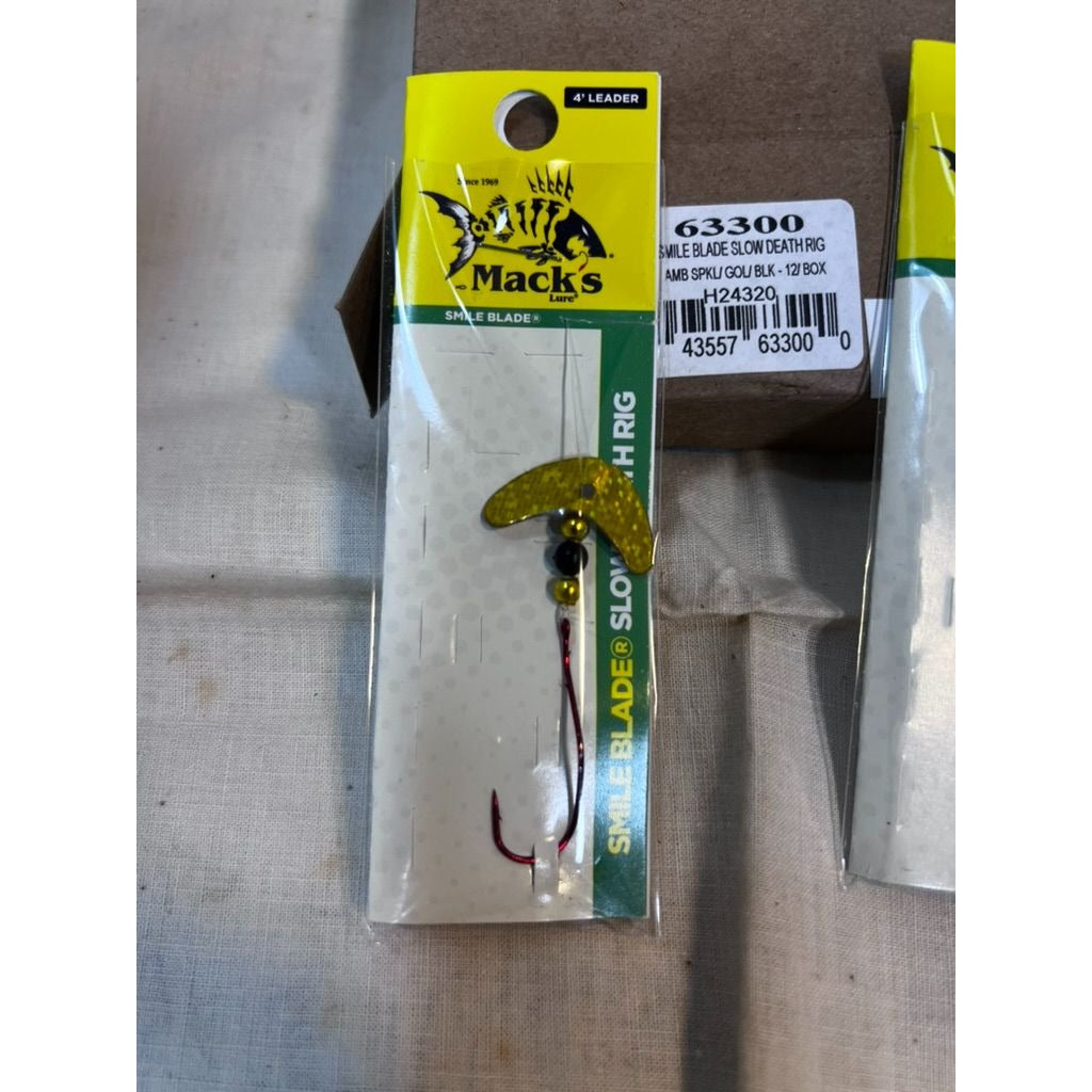 Macks Lure Smile Blade Slow Death Rig 4 Leader AMB SPKU Gold Black 63300 12-Pack