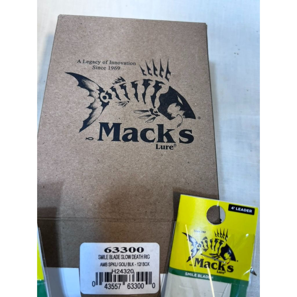 Macks Lure Smile Blade Slow Death Rig 4 Leader AMB SPKU Gold Black 63300 12-Pack