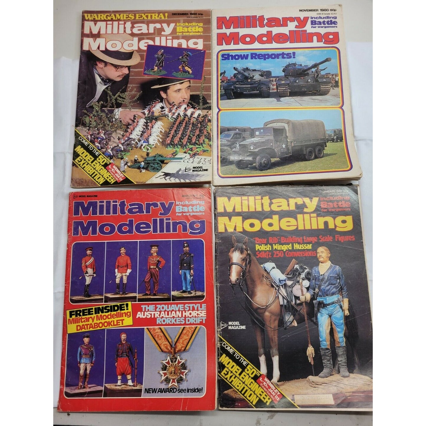 Vintage Military Modelling Magazine Lot Of 4 Including Battle For Wargamers 1980-1981 Issues