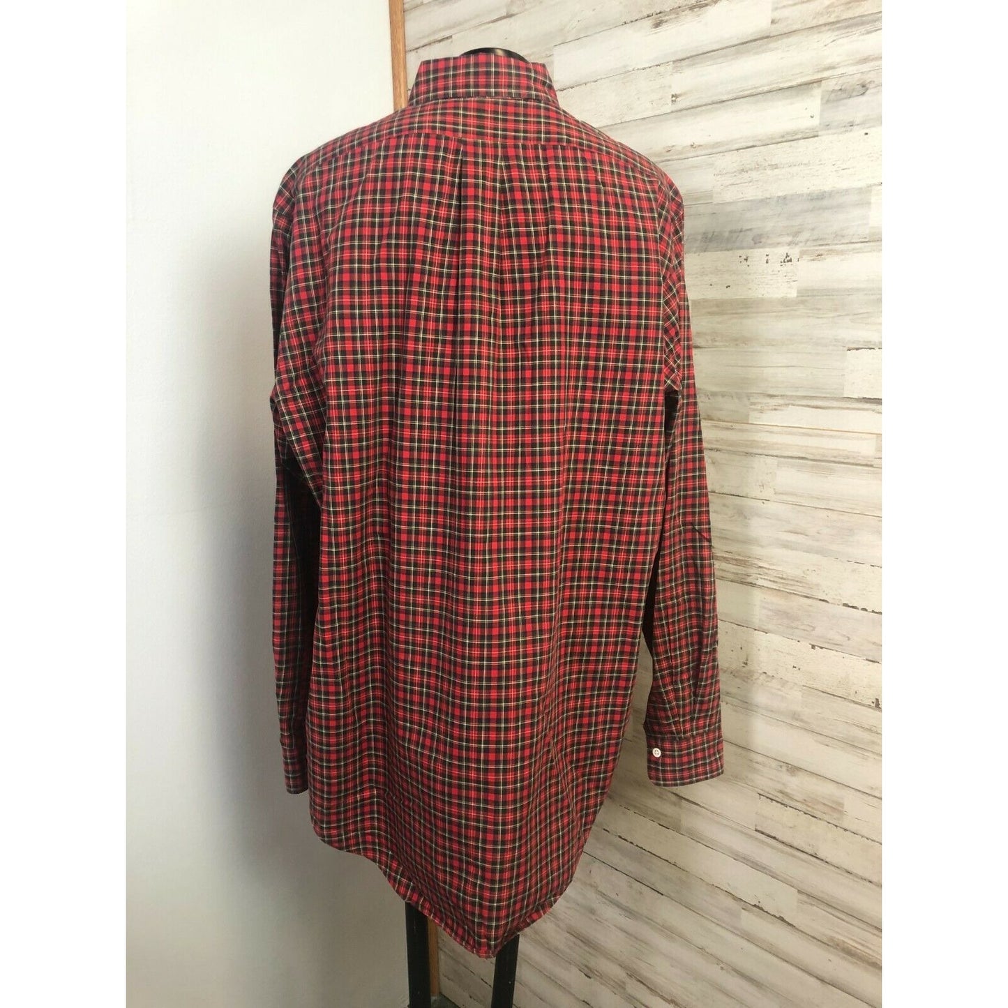 Classic Ralph Lauren Polo Red Plaid Button Down Shirt 100% Cotton Men's Sz. L