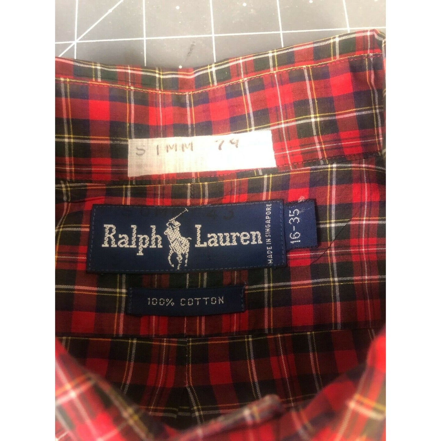 Classic Ralph Lauren Polo Red Plaid Button Down Shirt 100% Cotton Men's Sz. L