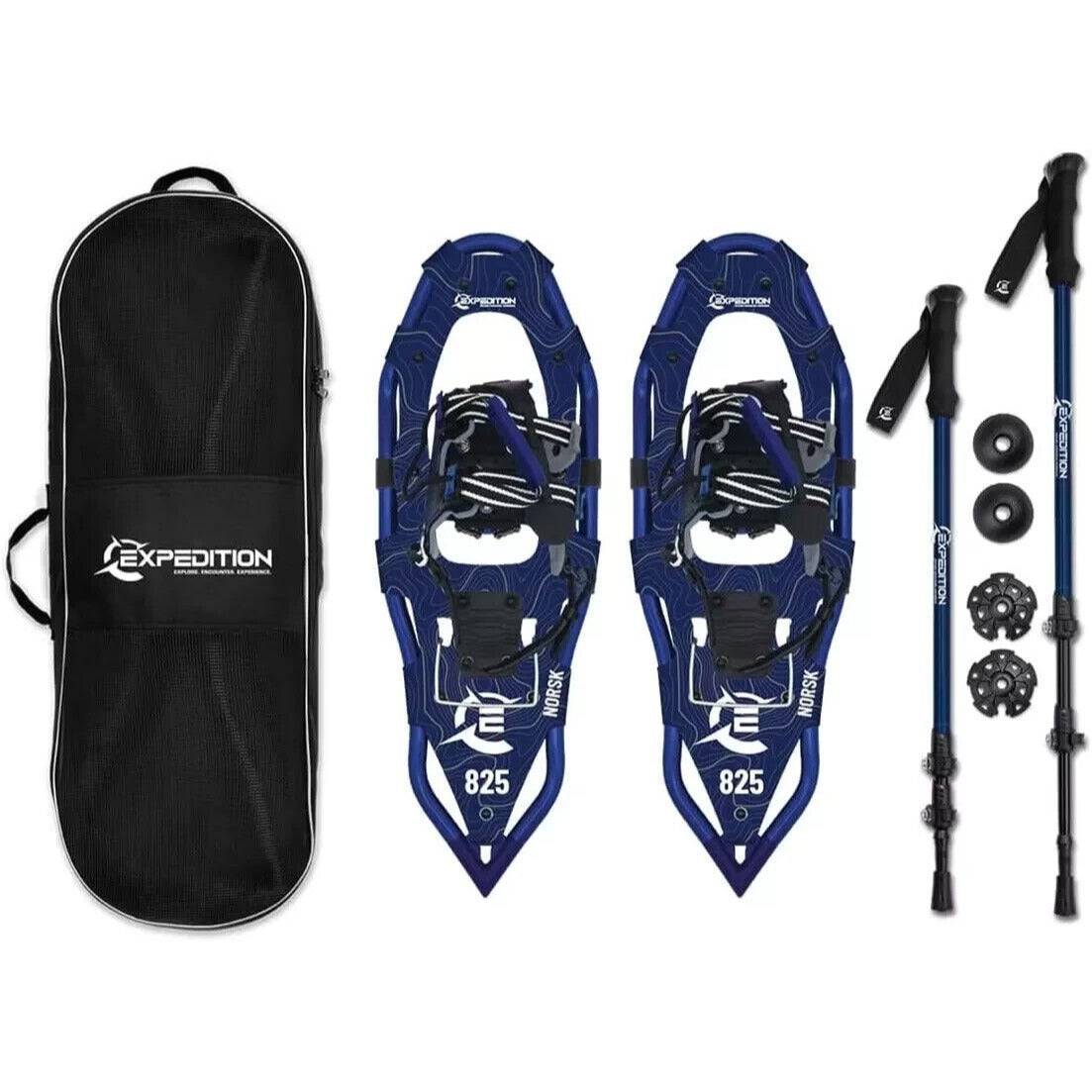 NORSK Ligthweight Aluminum Frame Snowshoe Kit Model 821 21" 150 Pound BLUE NEW