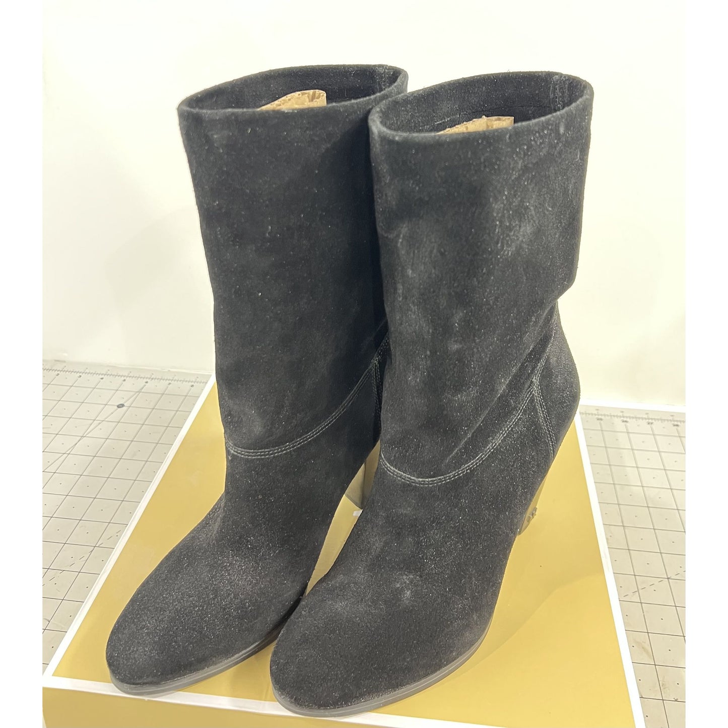 Michael Kors Divia Bootie Black Suede High Heel Boots Women's Sz. 8 US 38 EU