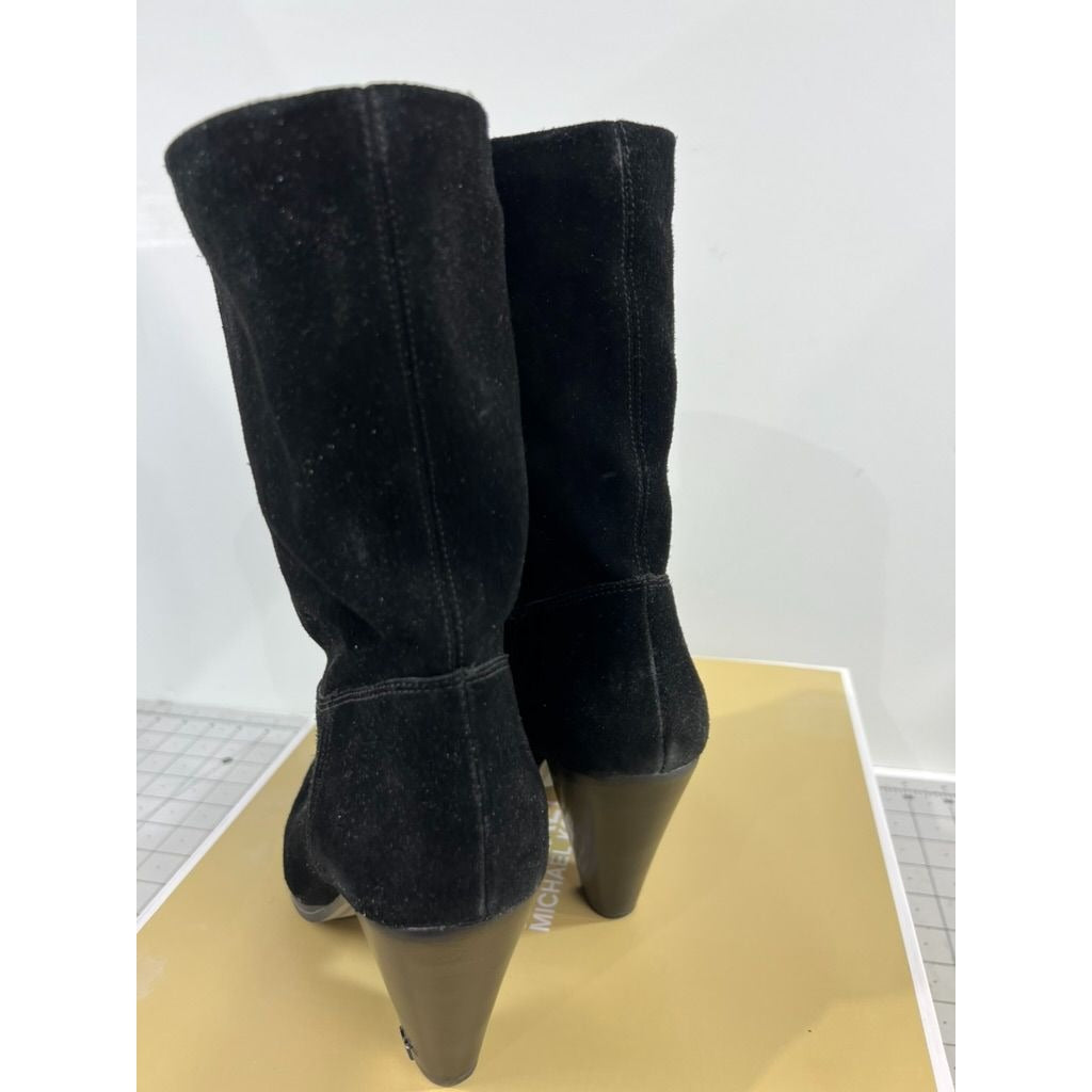 Michael Kors Divia Bootie Black Suede High Heel Boots Women's Sz. 8 US 38 EU