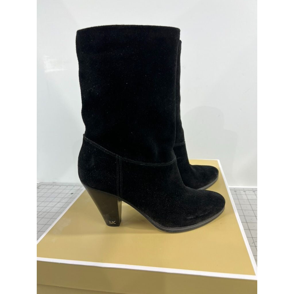Michael Kors Divia Bootie Black Suede High Heel Boots Women's Sz. 8 US 38 EU