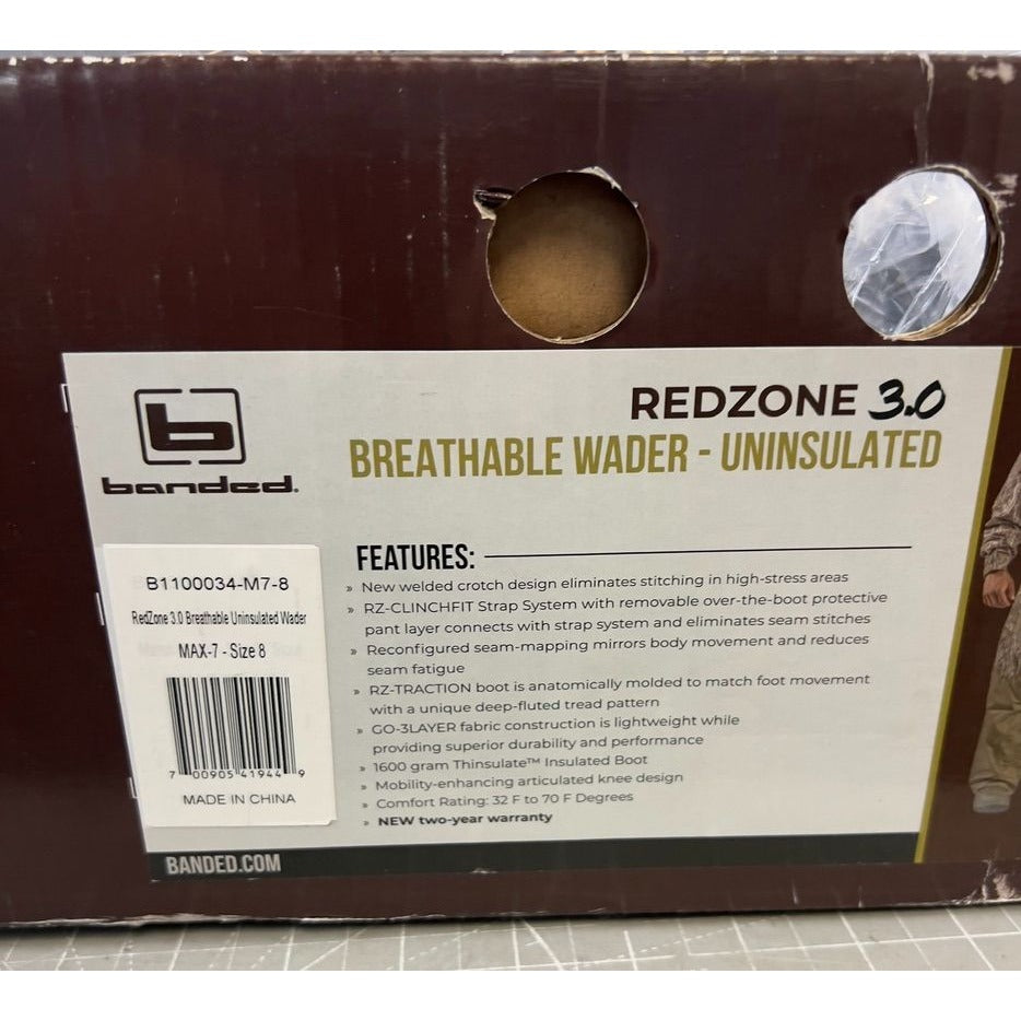Banded RedZone 3.0 Breathable Chest Waders Men's, Sz. 8 US Realtree Max-7 NEW