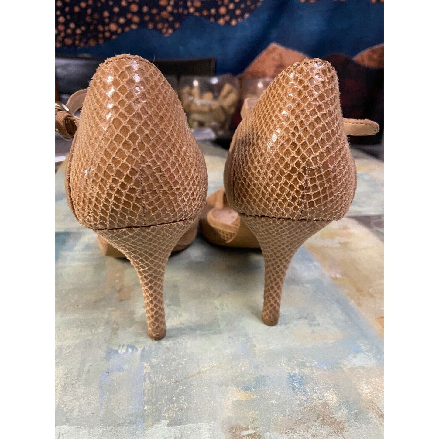 Nine West Women’s Point Toe Snake Print & Suede Heels Size 8.5