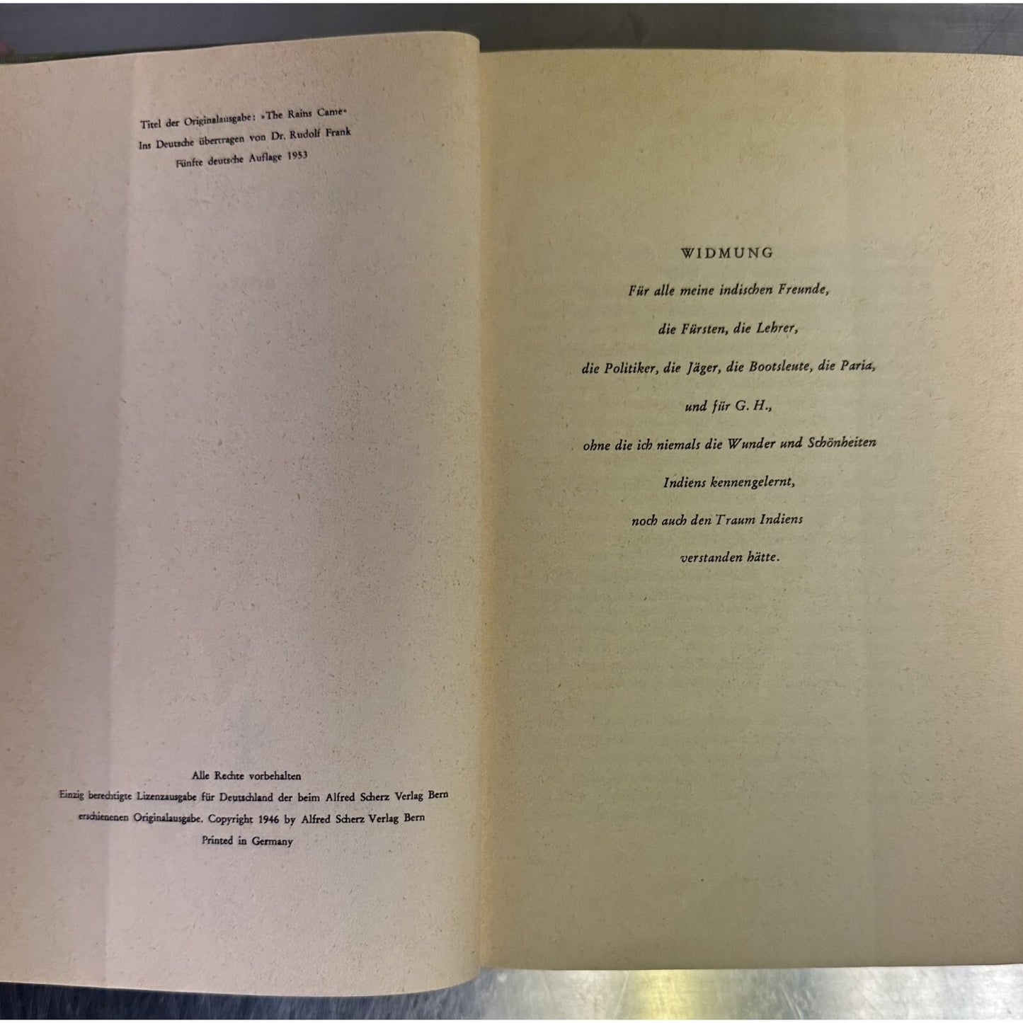 Der Grosse Regen Roman Louis Bromfield German Edition 1953 Hardcover
