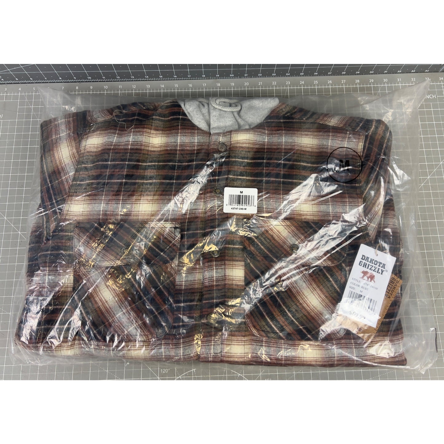 Dakota Grizzly Brown Plaid Lined Hoodie New Sz. M