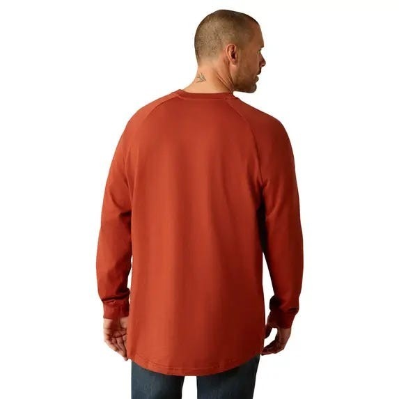 Ariat Men’s Rebar Cotton  Long Sleeve Pocket T-Shirt Burnt Henna XXL Tall NEW