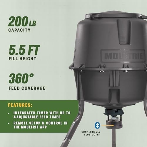 Moultrie Deer Feeder Stand 200 lb Capacity Sync to Camera