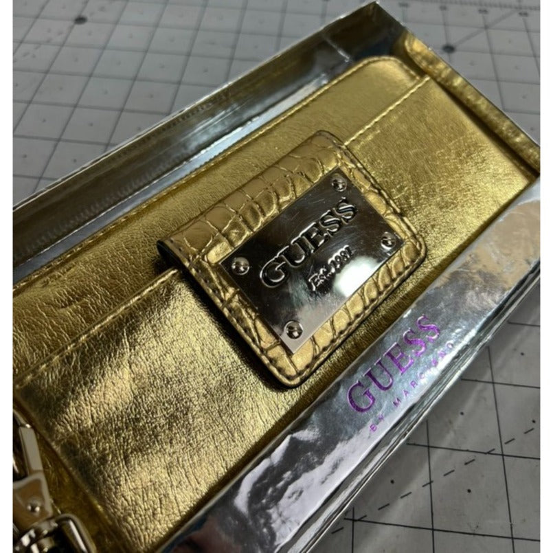 Guess By Marciano Gold Wallet Clutch NIB Leopard Print Interior New~~