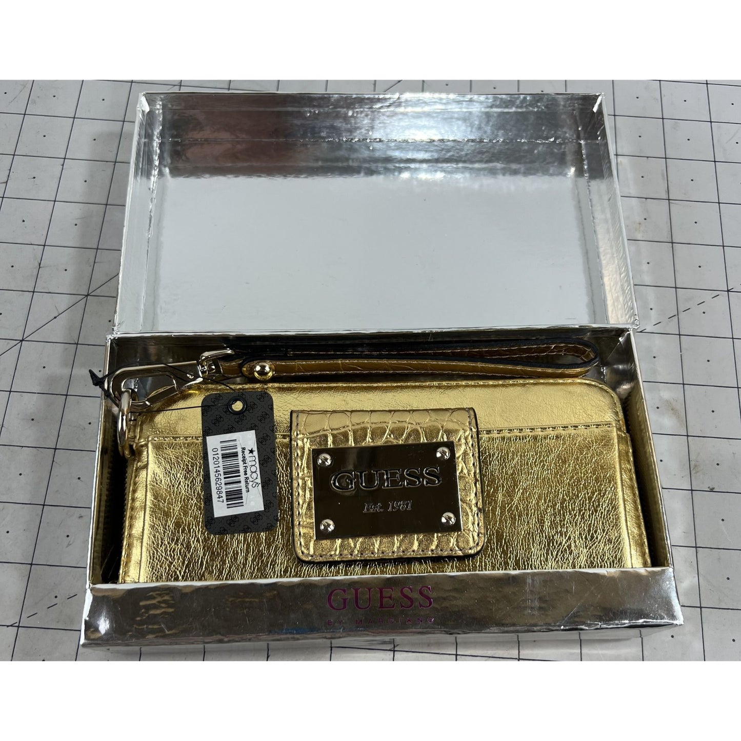 Guess By Marciano Gold Wallet Clutch NIB Leopard Print Interior New~~