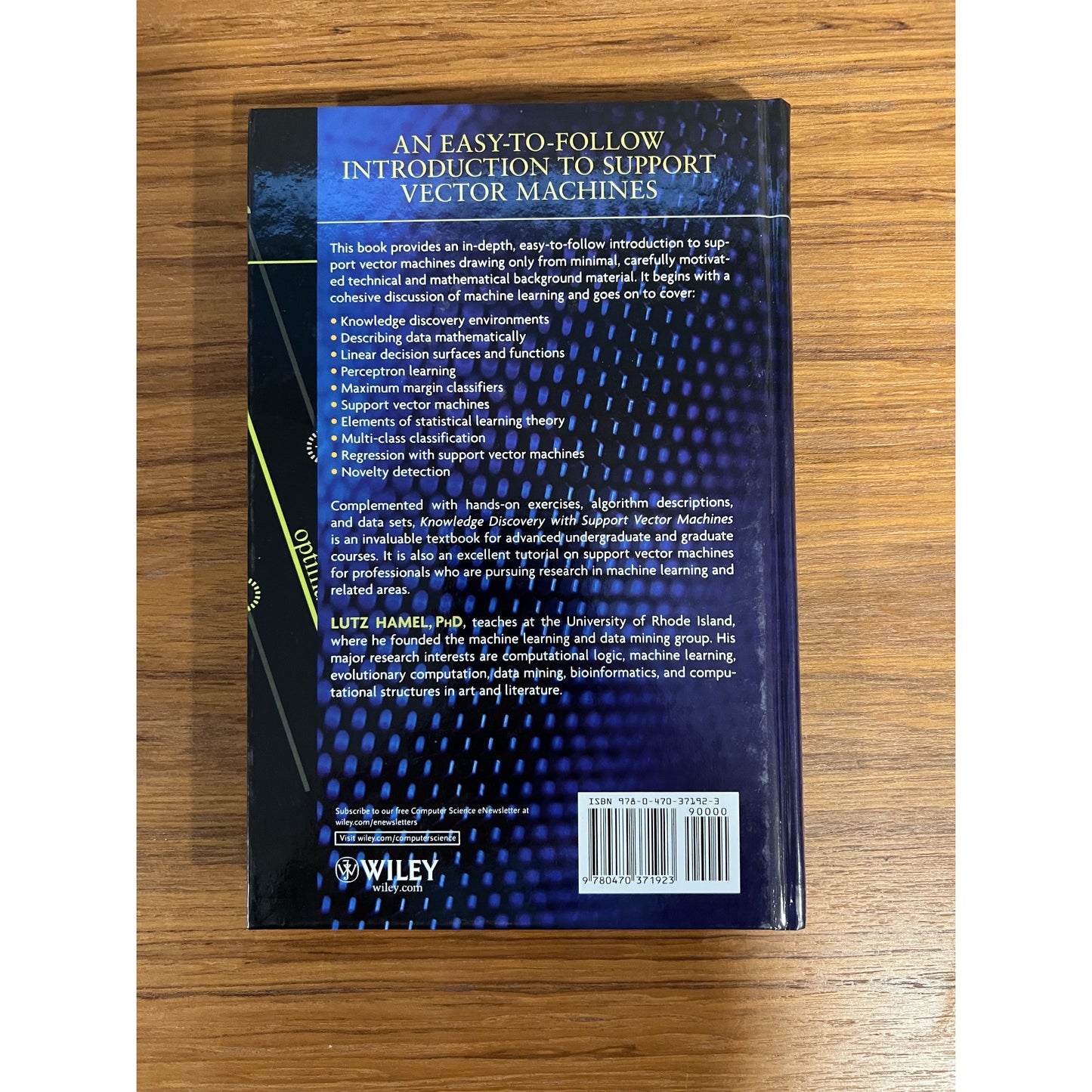 Knowledge Discovery with Support Vector Machines by Lutz Hamel 2009 HB 1st ed.